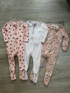 Brave Little Ones Bamboo Zipper Sleepers Trio Bundle Size 6-12 Months Soft Cozy
